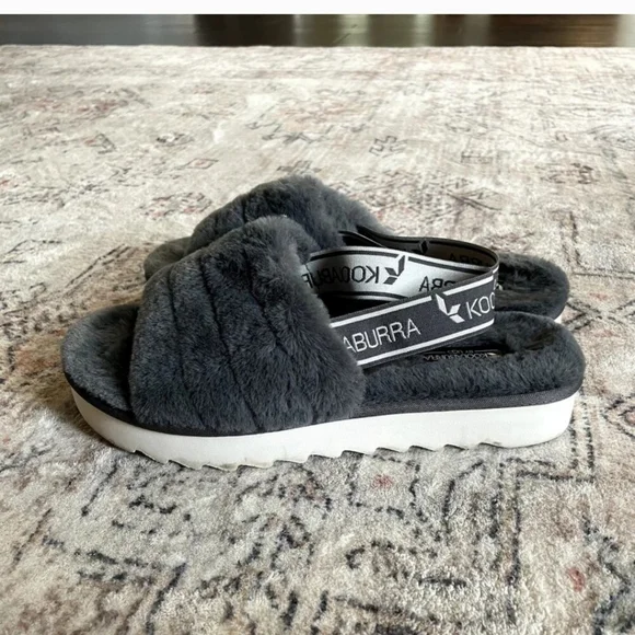 Ugg Koolaburra Women's FUZZ'N II Gray Slip On Slippers Fluff Yeah Faux Fur SZ 9 - Picture 6 of 7